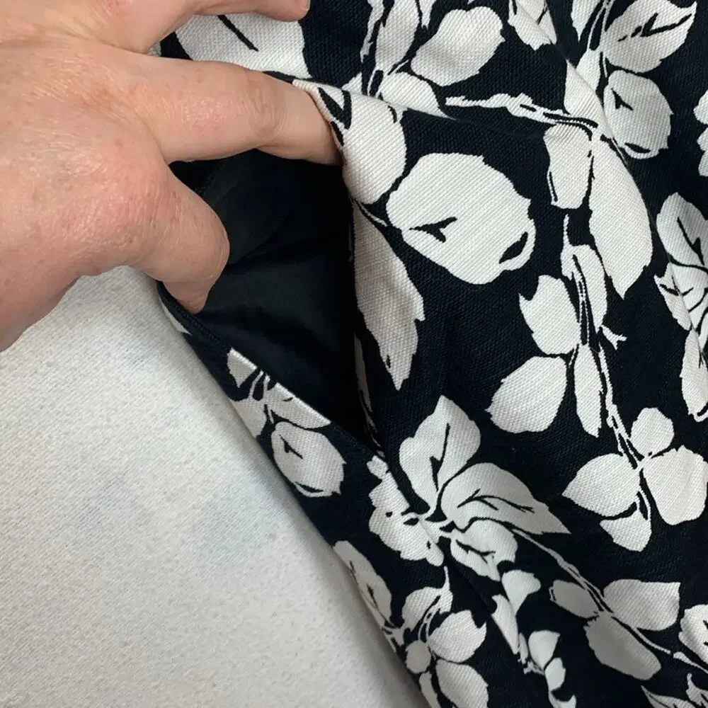 Talbot's women's size 6 small black white floral dress business casual tweed lin